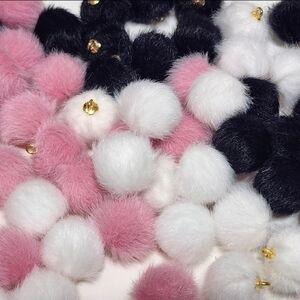 Pompom Pendant Beads 6 Pieces Keychains Charms Fluffy Colorful Earrings‎ Crafts